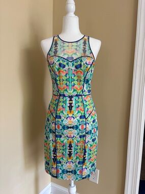 Milly Multicolor Floral-Print Midi Sheath Dress